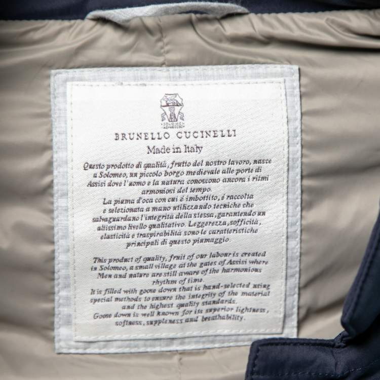 Pre Owned Brunello Cucinelli Blue Down Padded Synthetic Button Front Gilet S