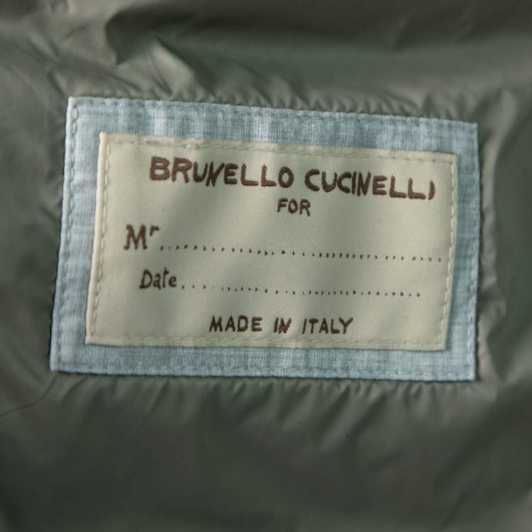 Pre Owned Brunello Cucinelli Blue Down Padded Synthetic Button Front Gilet S