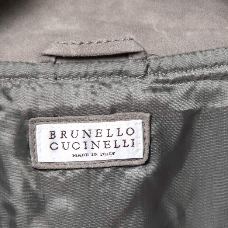 Pre Owned Brunello Cucinelli Grey Suede Zip-Front Vest M