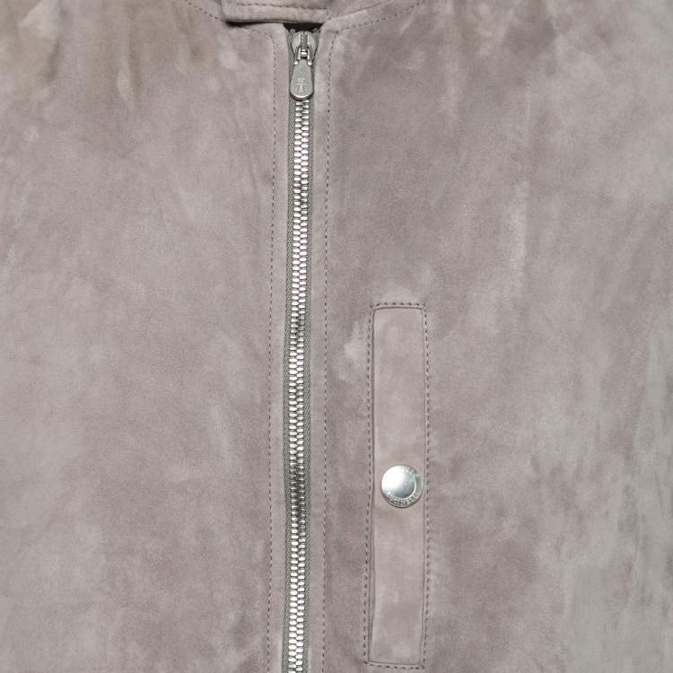 Pre Owned Brunello Cucinelli Grey Suede Zip-Front Vest M