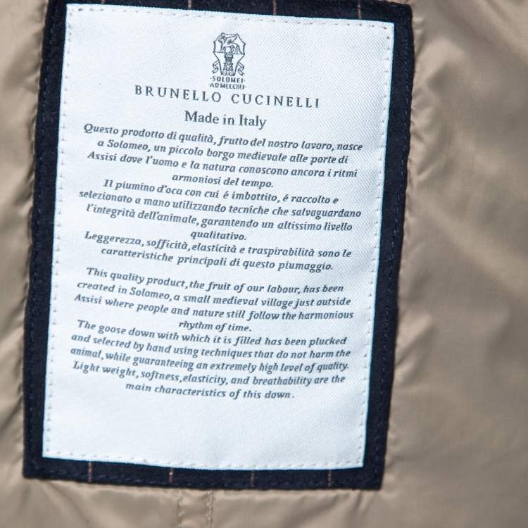 Pre Owned Brunello Cucinelli Navy Blue Striped Suede Jacket Vest M 