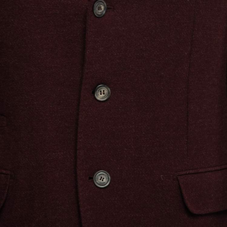 Pre Owned Brunello Cucinelli Burgundy Wool Single-Breasted Blazer S