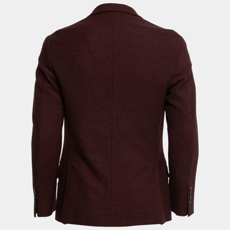 Pre Owned Brunello Cucinelli Burgundy Wool Single-Breasted Blazer S
