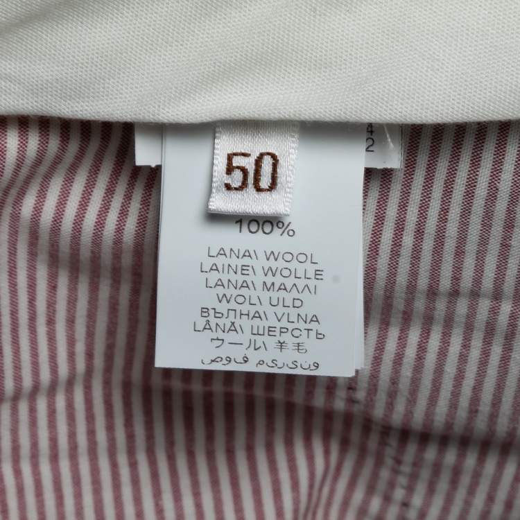 Pre Owned Brunello Cucinelli Dark Blue Fleece Wool Trousers L