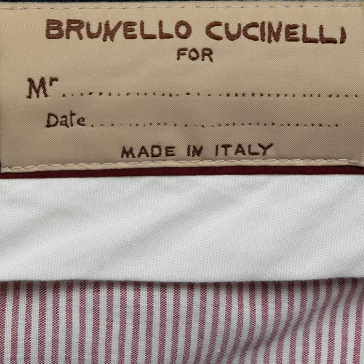 Pre Owned Brunello Cucinelli Dark Blue Fleece Wool Trousers L