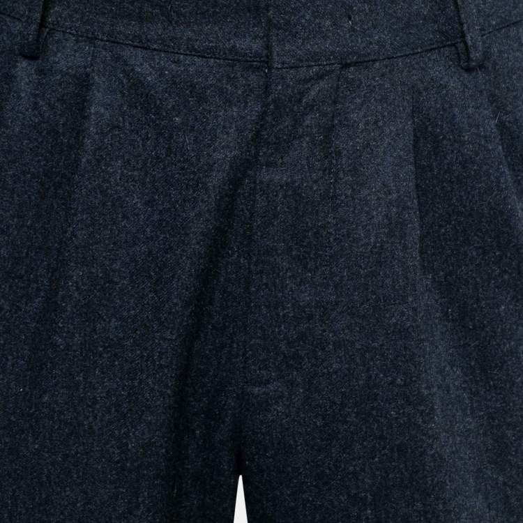Pre Owned Brunello Cucinelli Dark Blue Fleece Wool Trousers L