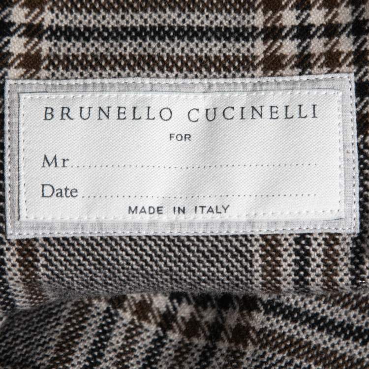 مملوكة مسبقًا Brunello Cucinelli Grey Checked Wool Single Breasted Blazer M