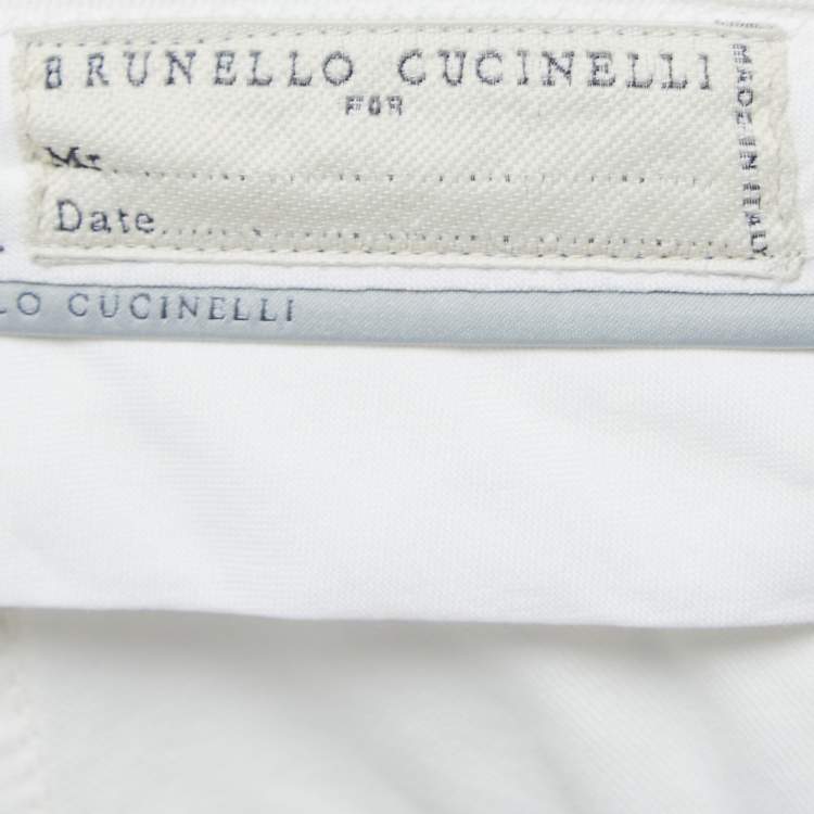 Pre Owned Brunello Cucinelli White Cotton Trousers XL