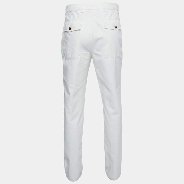 Pre Owned Brunello Cucinelli White Cotton Trousers XL