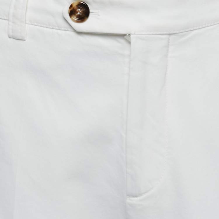 Pre Owned Brunello Cucinelli White Cotton Trousers XL
