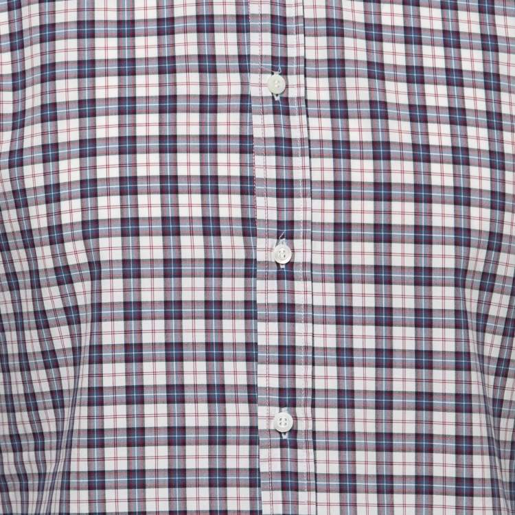 Pre Owned Brunello Cucinelli Multicolor Plaid Cotton Full Sleeve Slim Fit Shirt M