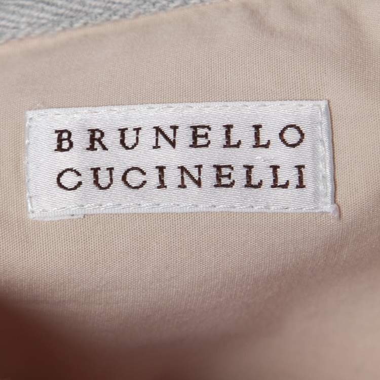 Pre Owned Brunello Cucinelli Pink Checked Patterned Linen Button Down Shirt L