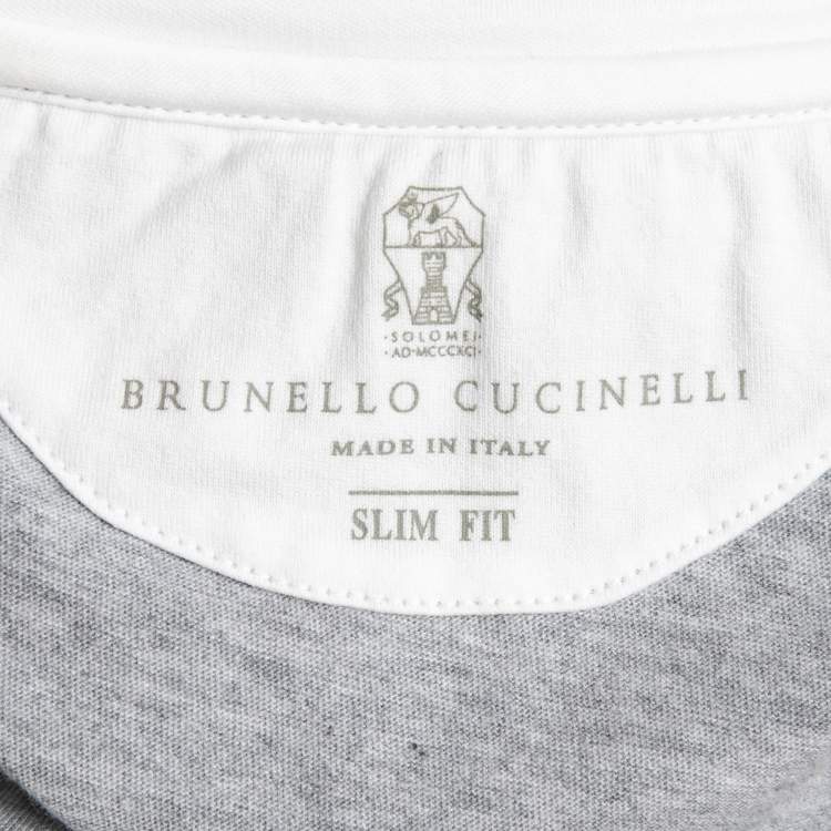 Pre Owned Brunello Cucinelli Grey Cotton Layered Effect Slim Fit T-Shirt L