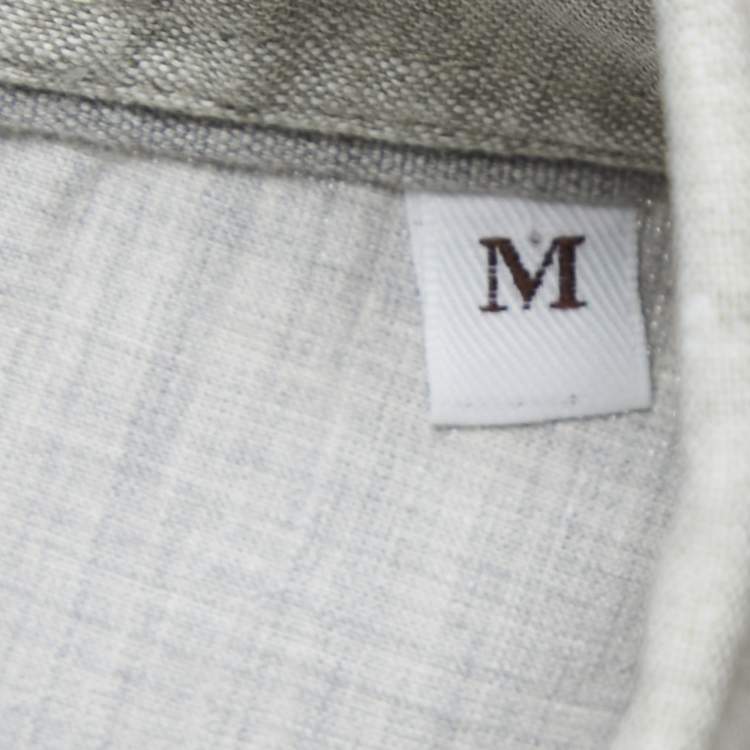 Pre Owned Brunello Cucinelli Grey Linen Slim Fit Full Sleeve Shirt M