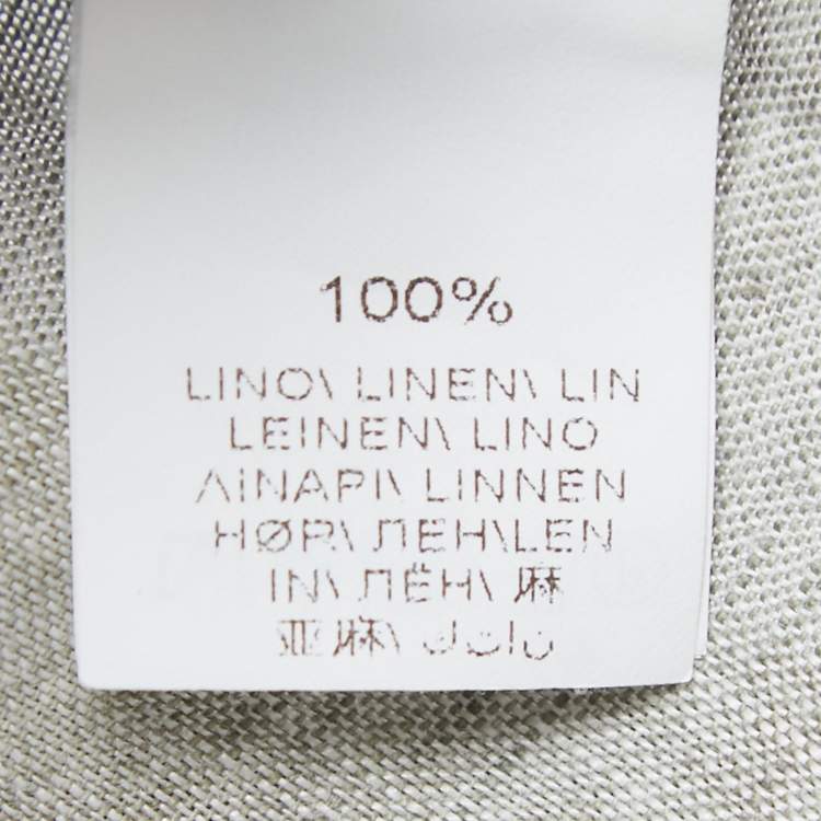 Pre Owned Brunello Cucinelli Grey Linen Slim Fit Full Sleeve Shirt M