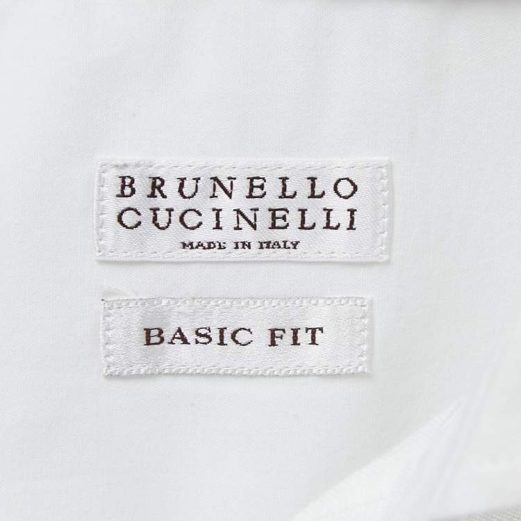 Pre Owned Brunello Cucinelli White Linen Slim Fit Full Sleeve Shirt S