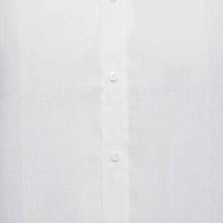 Pre Owned Brunello Cucinelli White Linen Slim Fit Full Sleeve Shirt S