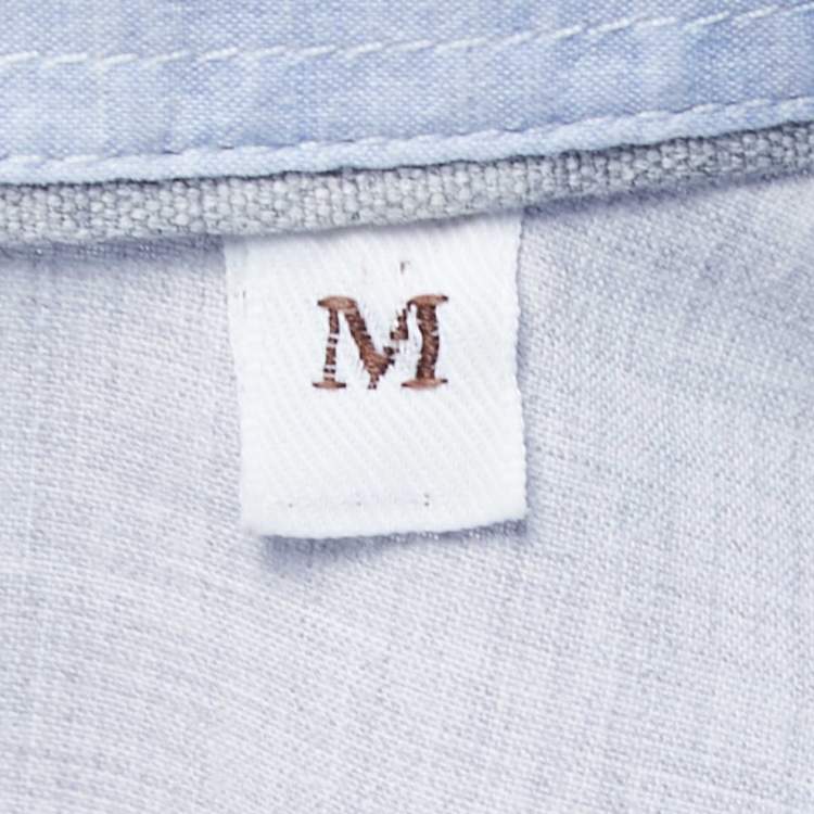Pre Owned Brunello Cucinelli Light Blue Cotton Basic Fit Shirt M