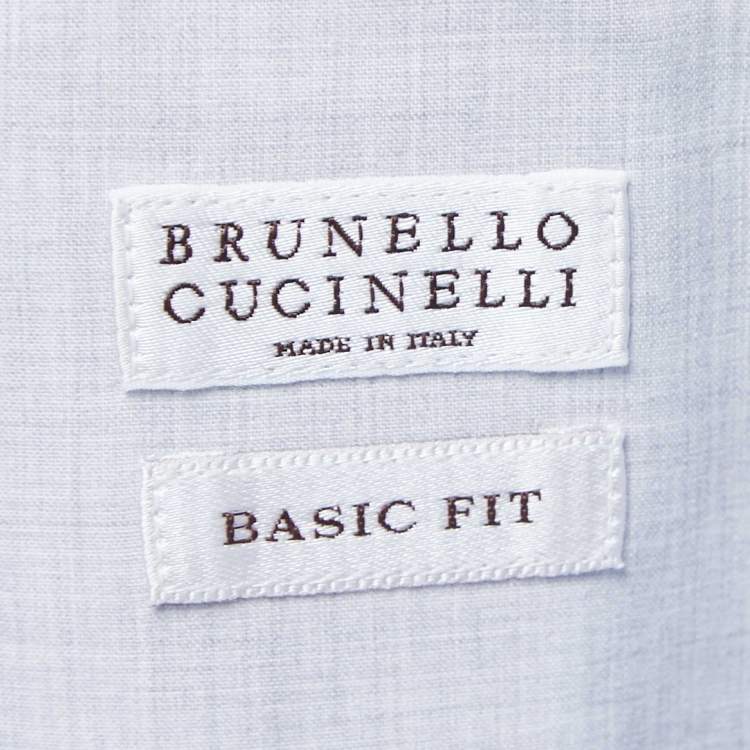 Pre Owned Brunello Cucinelli Light Blue Cotton Basic Fit Shirt M