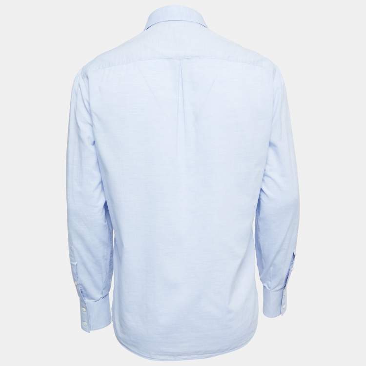 Pre Owned Brunello Cucinelli Light Blue Cotton Basic Fit Shirt M