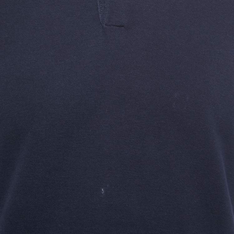 Pre Owned Brunello Cucinelli Navy Blue Cotton Pique Slim Fit Polo T-Shirt S