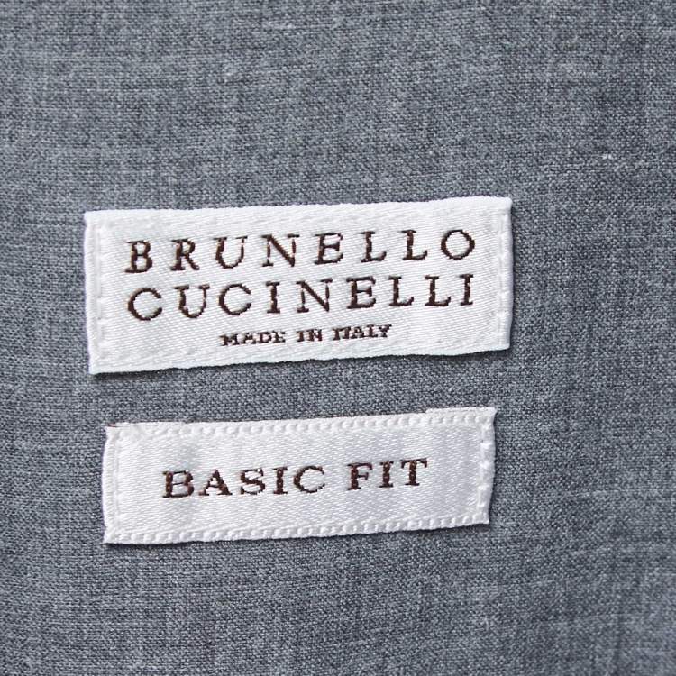 Pre Owned Brunello Cucinelli Grey Cotton Button Down Shirt M