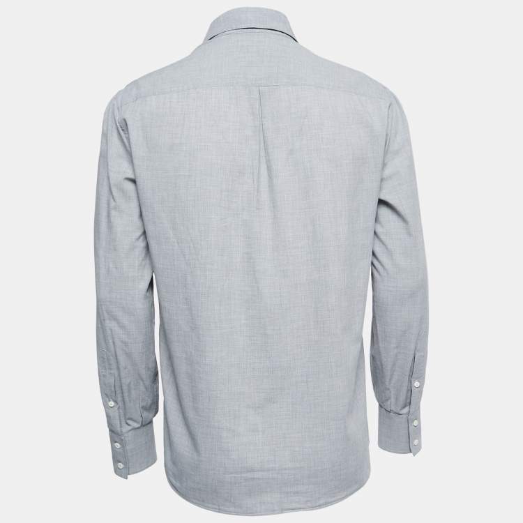 Pre Owned Brunello Cucinelli Grey Cotton Button Down Shirt M