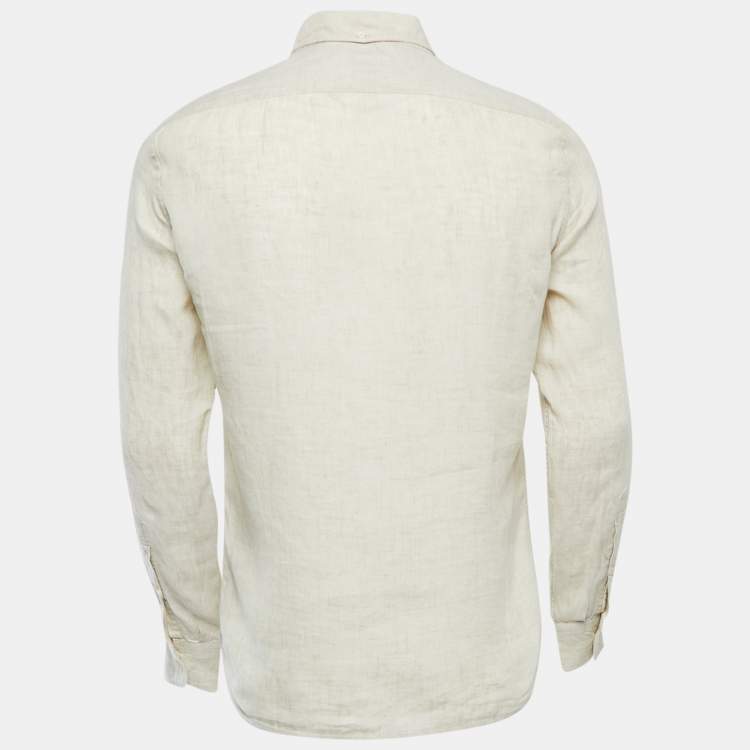 Pre Owned Brunello Cucinelli Beige Linen Button Down Leisure Fit Full Sleeve Shirt XS