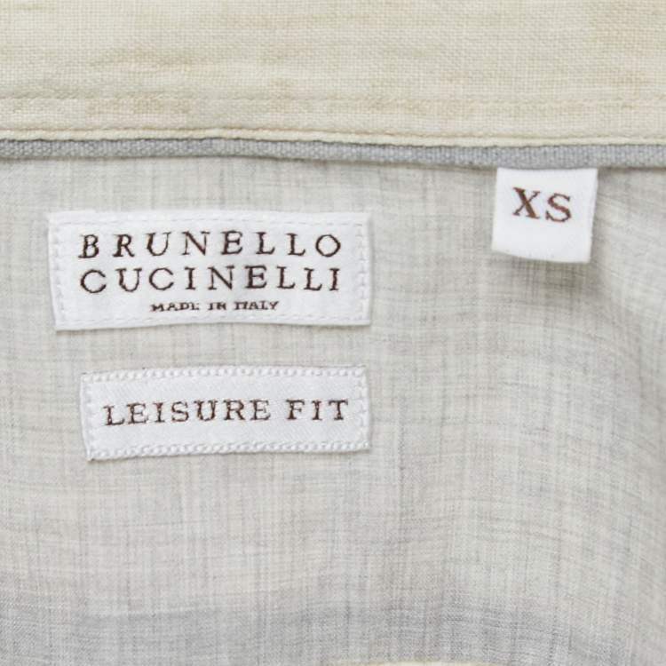 Pre Owned Brunello Cucinelli Beige Linen Button Down Leisure Fit Full Sleeve Shirt XS