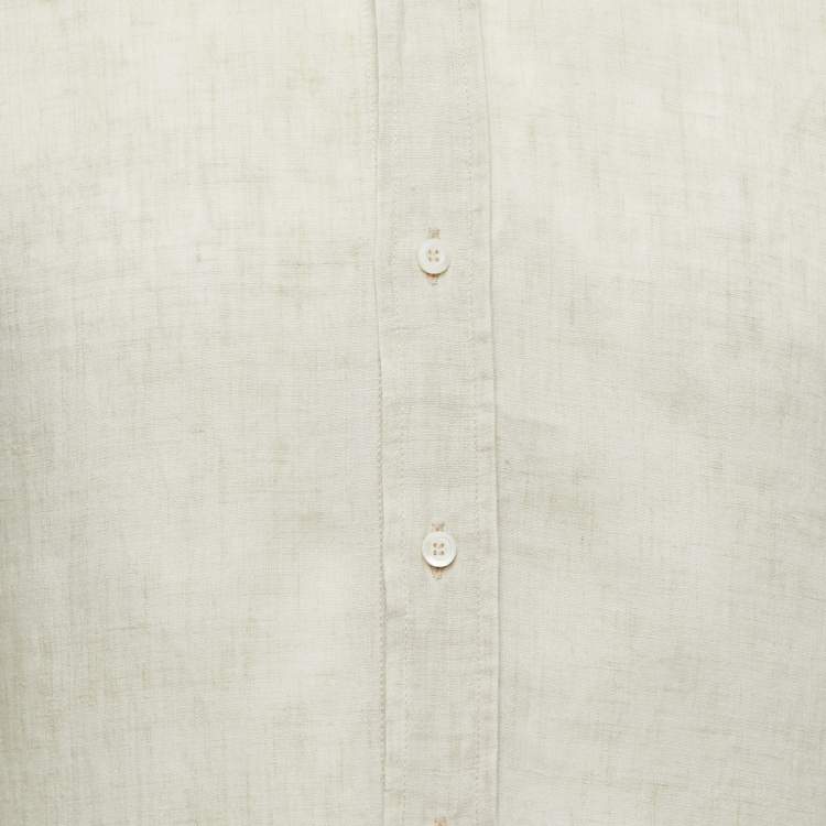 Pre Owned Brunello Cucinelli Beige Linen Button Down Leisure Fit Full Sleeve Shirt XS