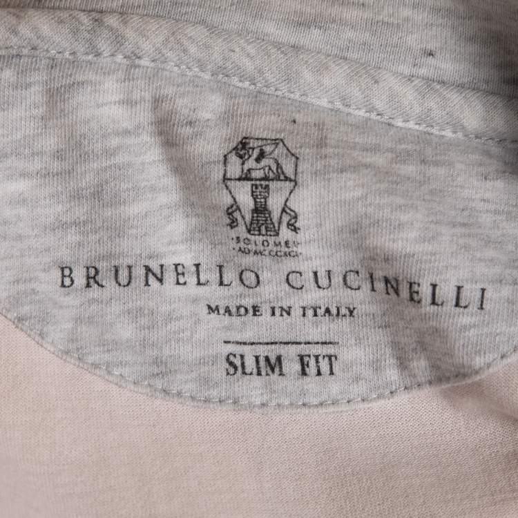 Pre Owned Brunello Cucinelli Light Pink Cotton Crew Neck Slim Fit Half Sleeve T-Shirt M  