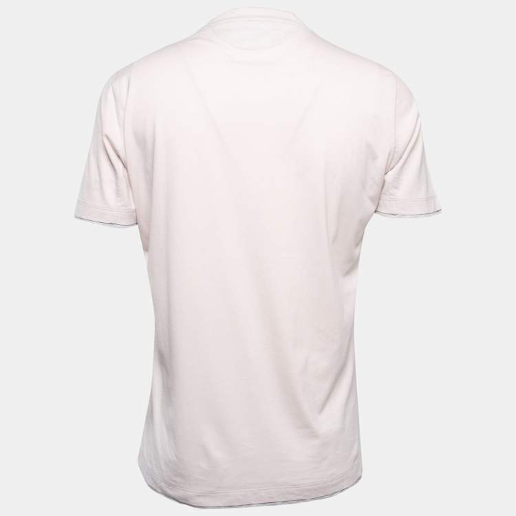 Pre Owned Brunello Cucinelli Light Pink Cotton Crew Neck Slim Fit Half Sleeve T-Shirt M  