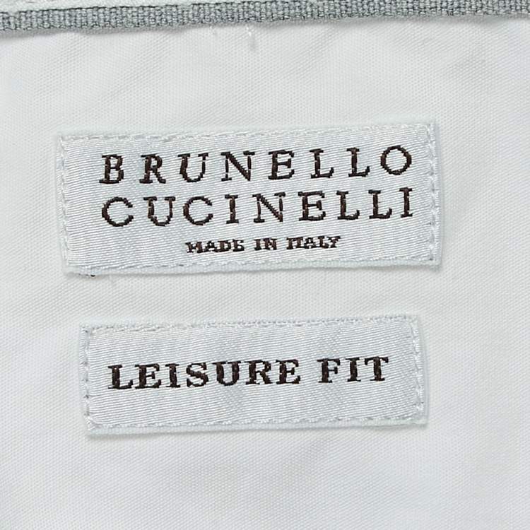 Pre Owned Brunello Cucinelli White Cotton Leisure Fit Full Sleeve Shirt M