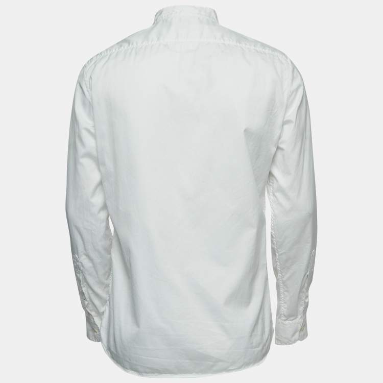 Pre Owned Brunello Cucinelli White Cotton Leisure Fit Full Sleeve Shirt M