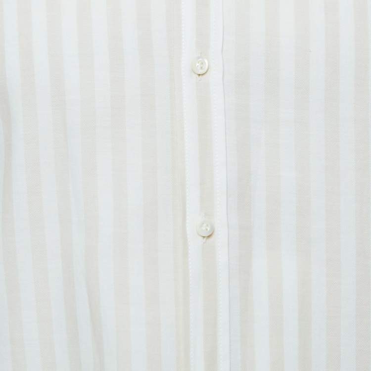 Pre Owned Brunello Cucinelli Beige Striped Cotton Shirt S