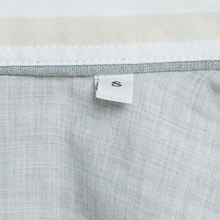 Pre Owned Brunello Cucinelli Beige Striped Cotton Shirt S