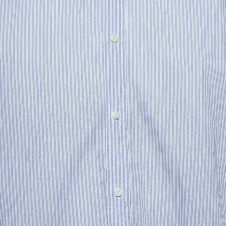Pre Owned Brunello Cucinelli Blue Striped Cotton Shirt L