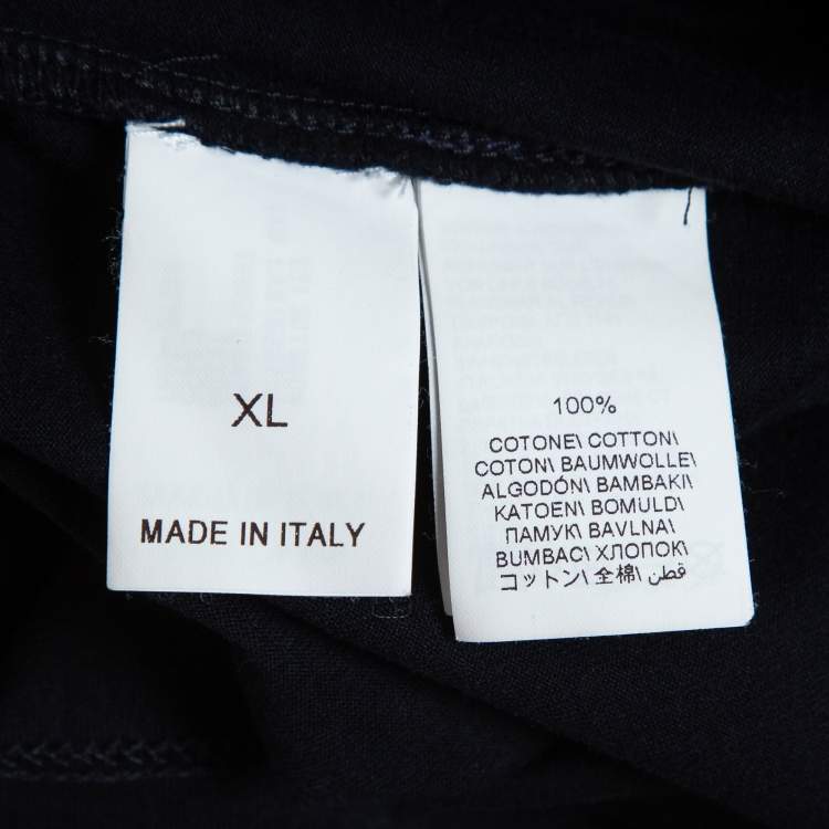 Pre Owned Brunello Cucinelli Navy Blue Printed Cotton T-Shirt XL