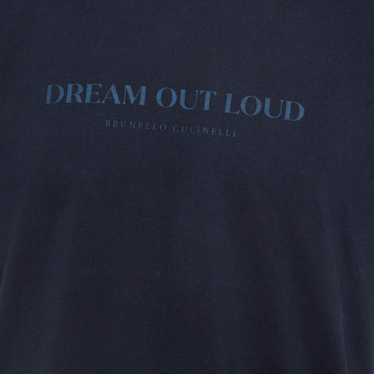 Pre Owned Brunello Cucinelli Navy Blue Printed Cotton T-Shirt XL