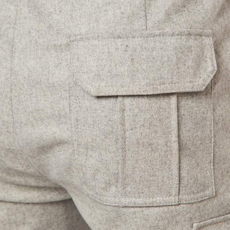 Pre Owned Brunello Cucinelli Grey Wool Cargo Trousers XL