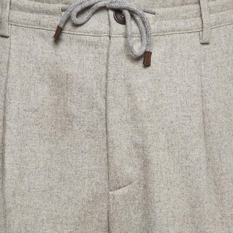 Pre Owned Brunello Cucinelli Grey Wool Cargo Trousers XL