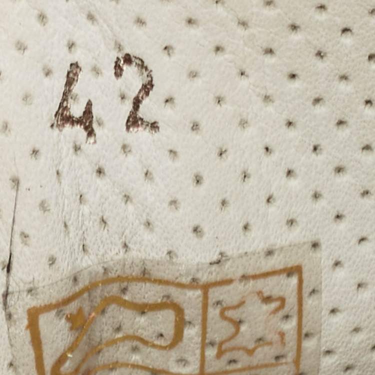Pre Owned Brunello Cucinelli White/Beige Leather and Suede Low Top Sneakers Size 42