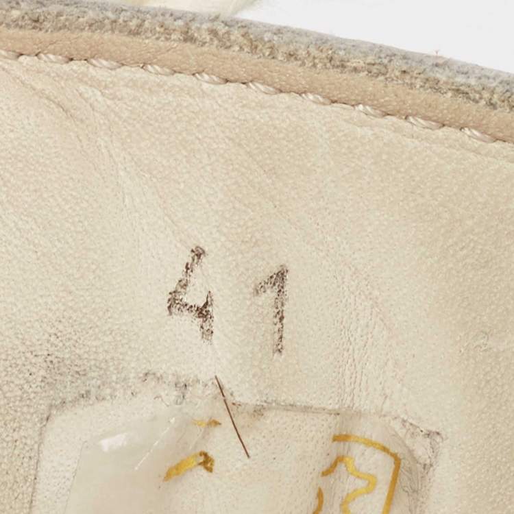 Pre Owned Brunello Cucinelli Beige/Grey Leather and Suede Lace Up Sneakers Size 41