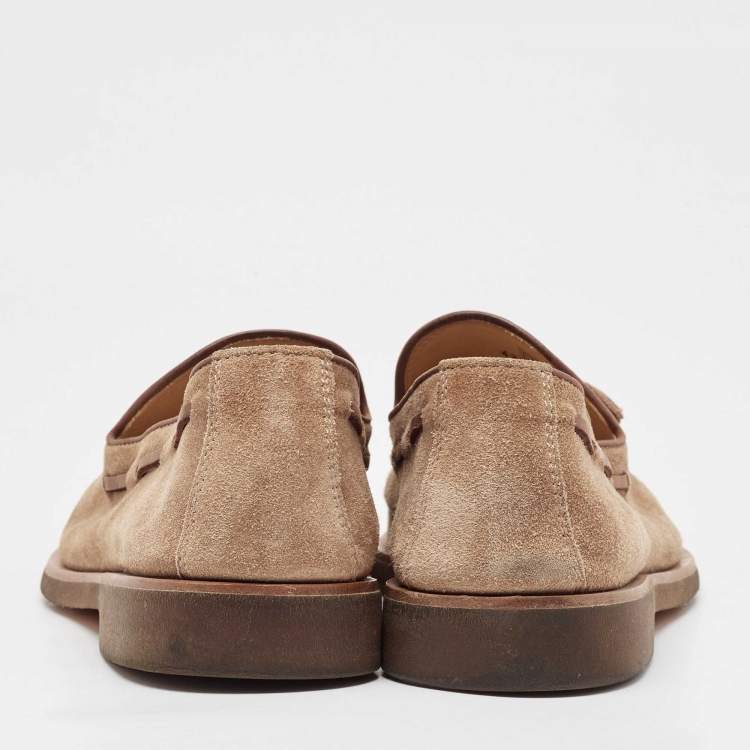 Pre Owned Brunello Cucinelli Beige Suede Slip On Loafers Size 42