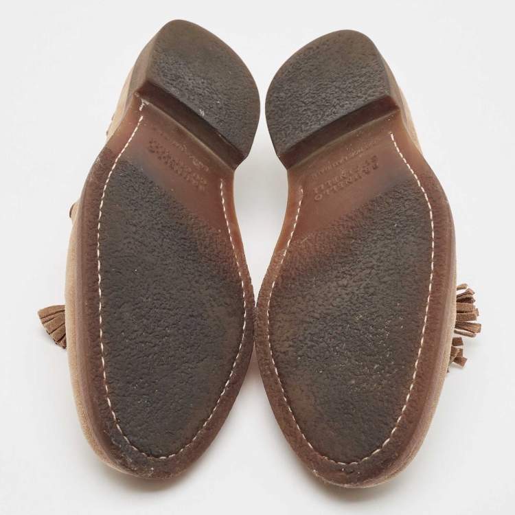 Pre Owned Brunello Cucinelli Beige Suede Slip On Loafers Size 42