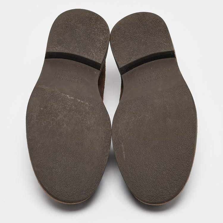 Pre Owned Brunello Cucinelli Brown Suede Beaver Lace Up Derby Size 41