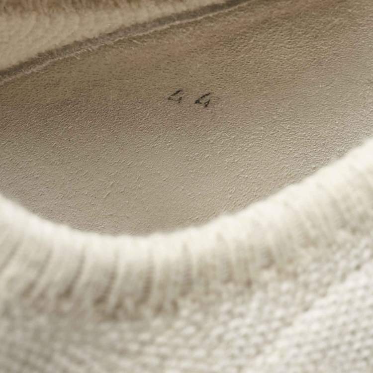 Pre Owned Brunello Cucinelli Cream/Grey Knit Fabric Low Top Sneakers Size 44
