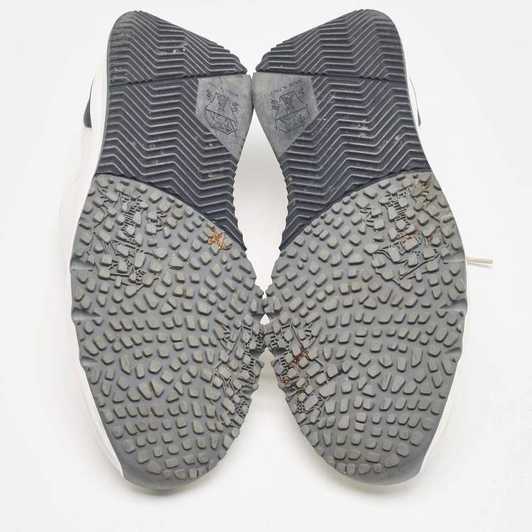 Pre Owned Brunello Cucinelli Cream/Grey Knit Fabric Low Top Sneakers Size 44