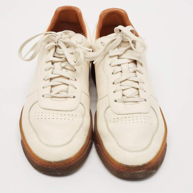 Pre Owned Brunello Cucinelli White Leather Low Top Sneakers Size 44