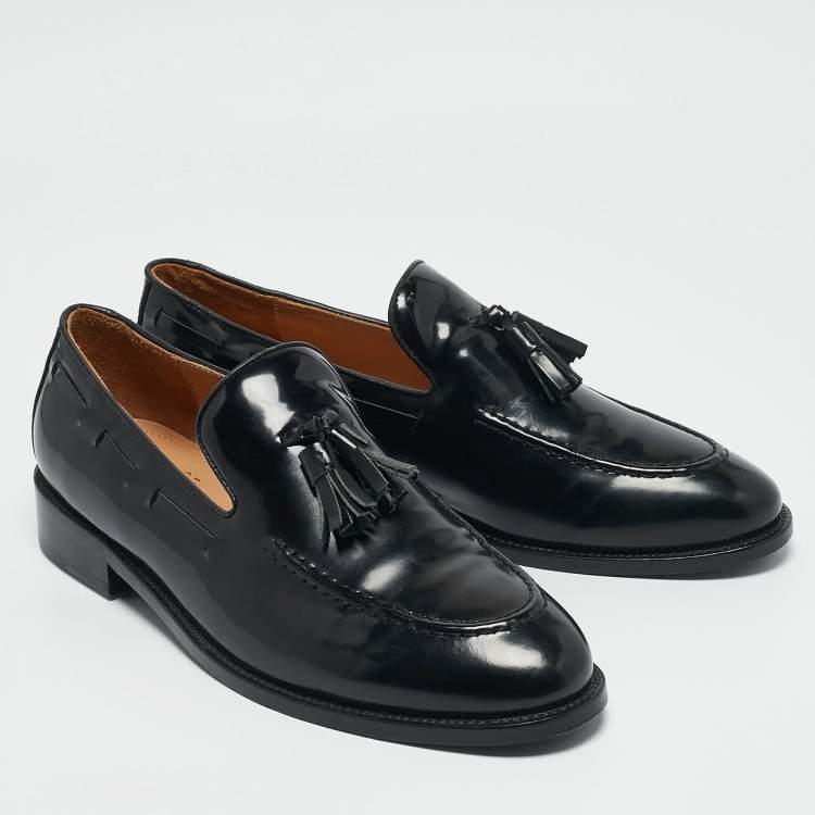 Pre Owned Brunello Cucinelli Black Leather Tassel Loafers Size 42